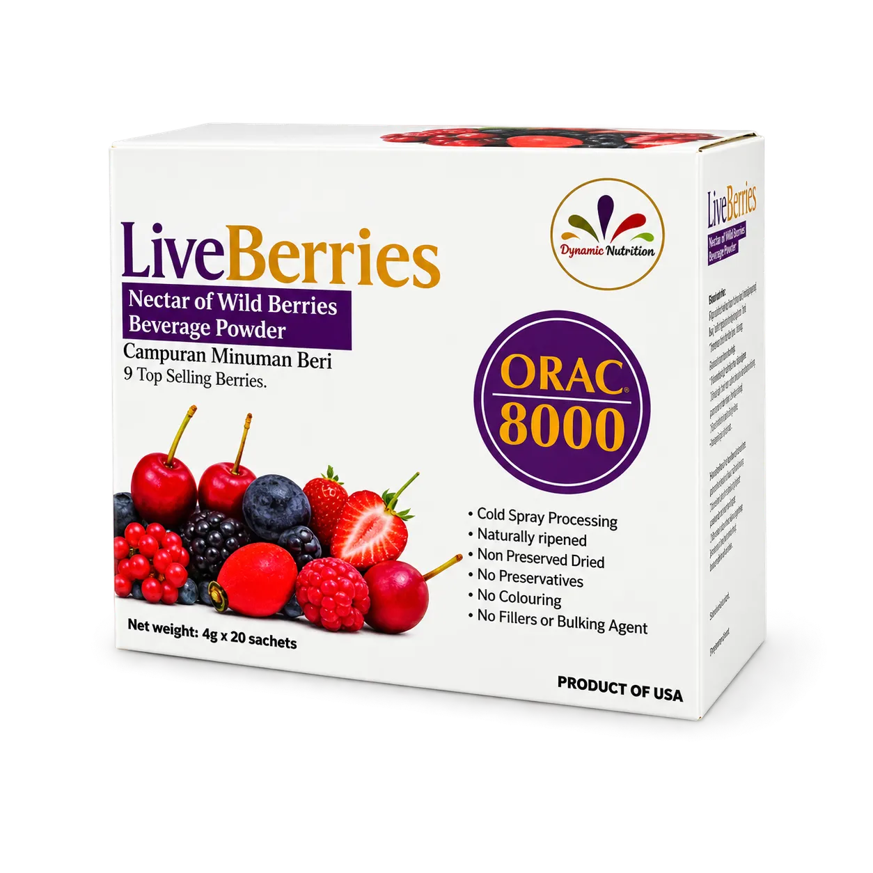 LiveBerries 9-berry antioxidant blend, ORAC 8000