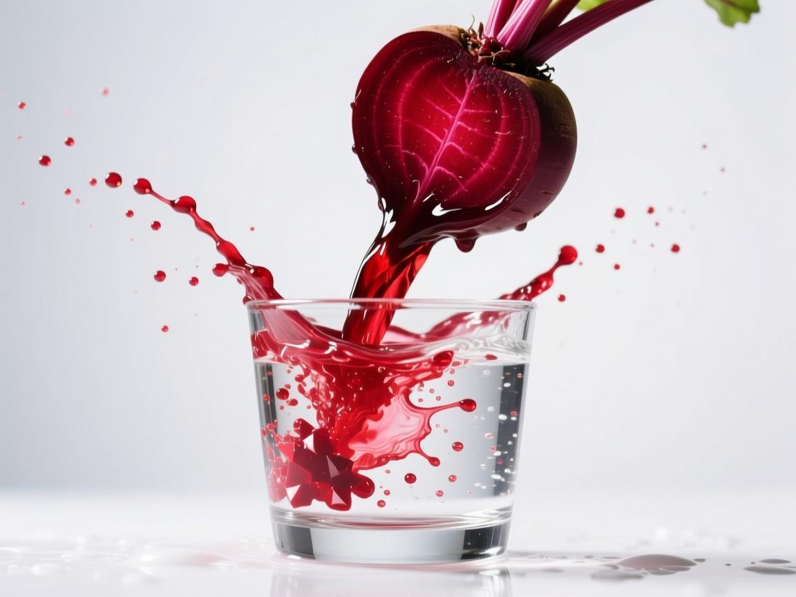 Beetroot crystals dissolving in water