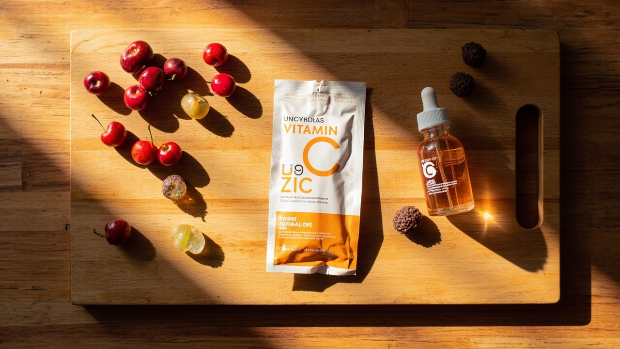Natural Vitamin C from acerola camu camu amla + D3 + zinc probiotic daily substrate stack